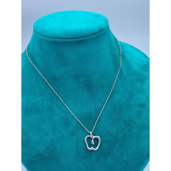 Authentic Tiffany & Co. Sterling Silver Elsa Peretti Apple Pendant Necklace 16" - Picture 2 of 6